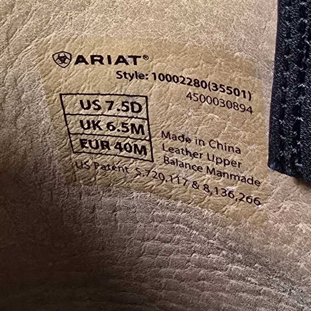 Ariat Heritage Roper Embroidered Leather Round Toe Mens Boots Size 7.5 LIKE NEW